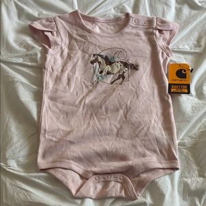 Carhartt Pink Baby Horse Print One-Piece Bodysuit